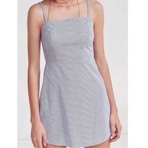 Brandy Melville Karla Pinstripe Spaghetti Strap Mini Dress Blue & White